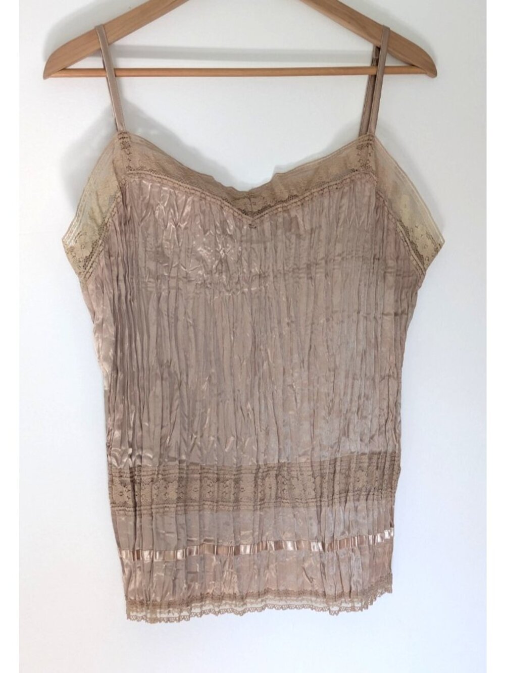 Apt 9 Champagne Camisole Top Womens XL Spaghetti Adjustable Strap Lace Tank